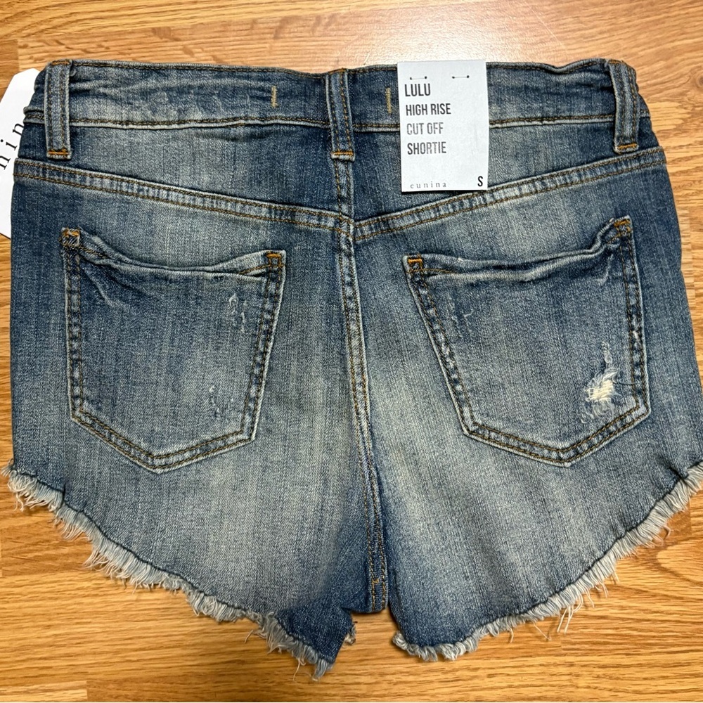 Eunina Womens Jean Shorts Distressed Stretch High Rise Shortie Size S - Picture 3 of 3